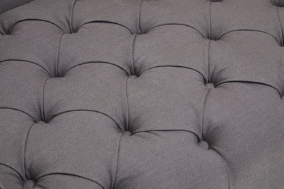 Fowey Grey Fabric 2 Seat Modern Chesterfield Sofa