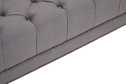 Fowey Grey Fabric 2 Seat Modern Chesterfield Sofa
