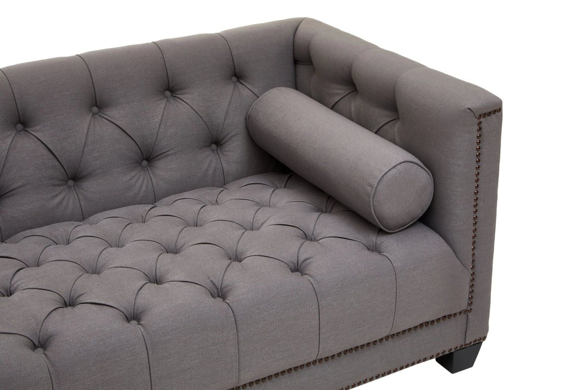 Fowey Grey Fabric 2 Seat Modern Chesterfield Sofa