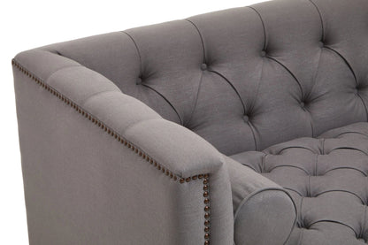 Fowey Grey Fabric 2 Seat Modern Chesterfield Sofa