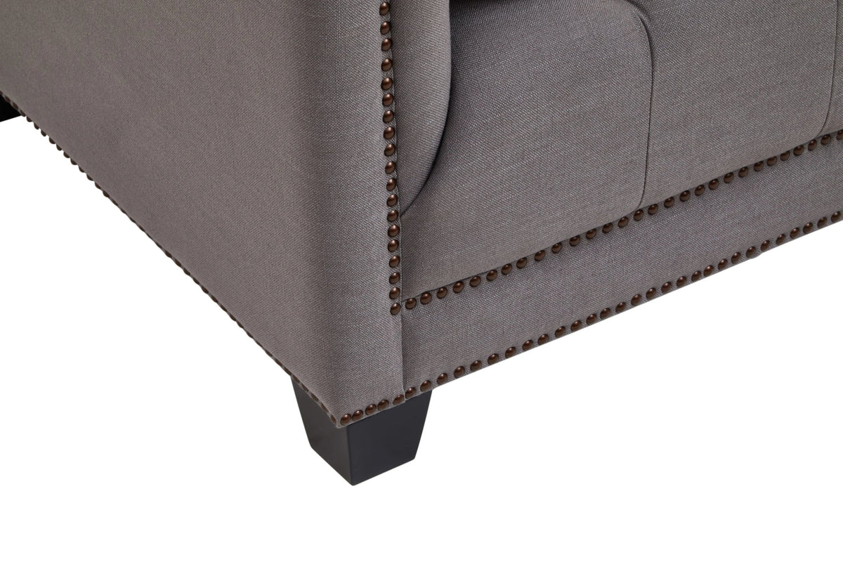 Fowey Grey Fabric 2 Seat Modern Chesterfield Sofa