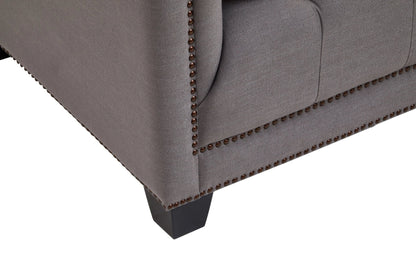 Fowey Grey Fabric 2 Seat Modern Chesterfield Sofa