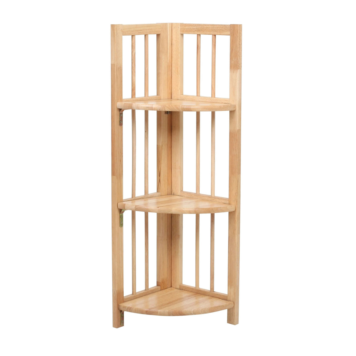 Devizes 3 Tier Tropical Hevea Wood Corner Shelf Unit