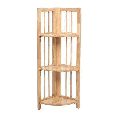 Devizes 3 Tier Tropical Hevea Wood Corner Shelf Unit