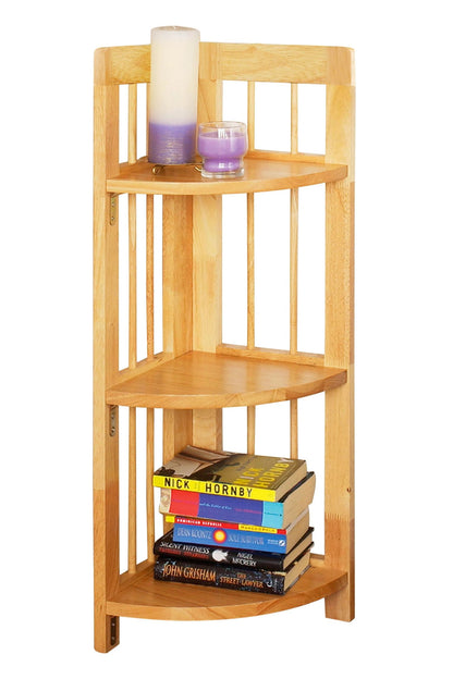 Devizes 3 Tier Tropical Hevea Wood Corner Shelf Unit