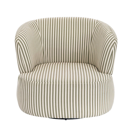 Wootton Olive Green and White Stripe Swivel Lounge Chair