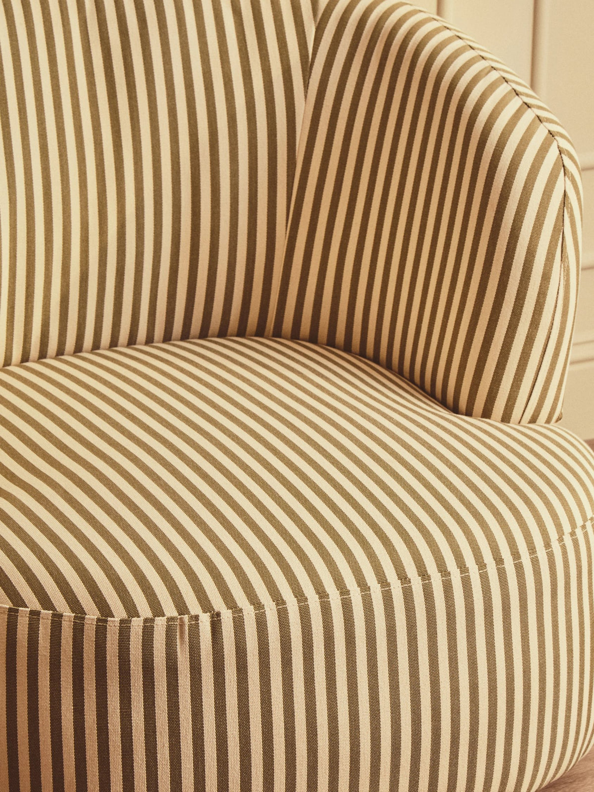 Wootton Olive Green and White Stripe Swivel Lounge Chair