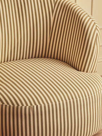 Wootton Olive Green and White Stripe Swivel Lounge Chair