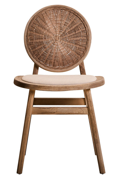 Stirling Beige Fabric and Elm Wood Dining Chair 