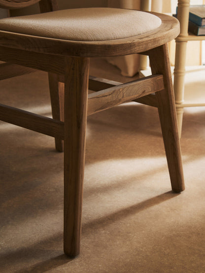 Stirling Beige Fabric and Elm Wood Dining Chair 