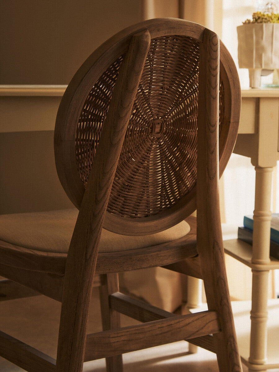 Stirling Beige Fabric and Elm Wood Dining Chair 