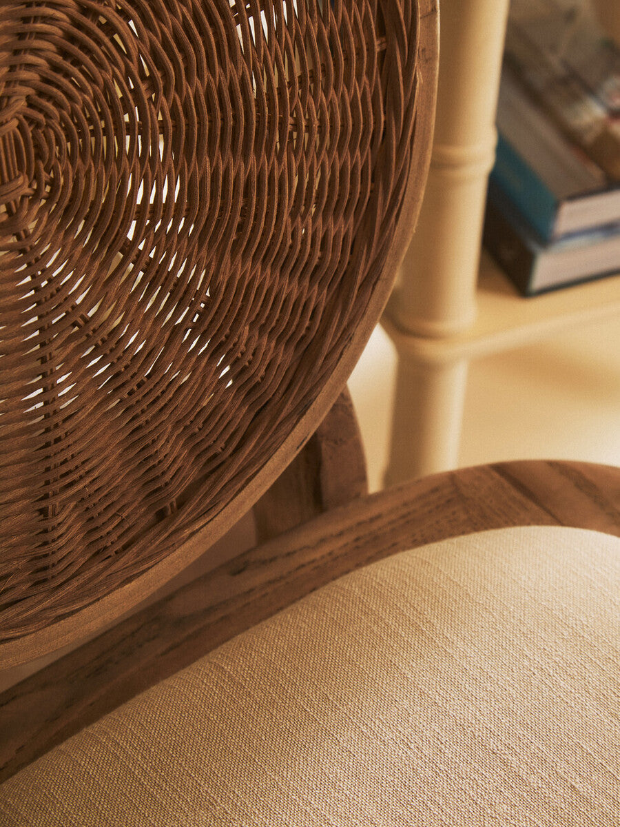 Stirling Beige Fabric and Elm Wood Dining Chair 