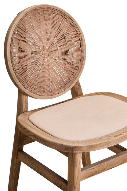 Stirling Beige Fabric and Elm Wood Dining Chair 