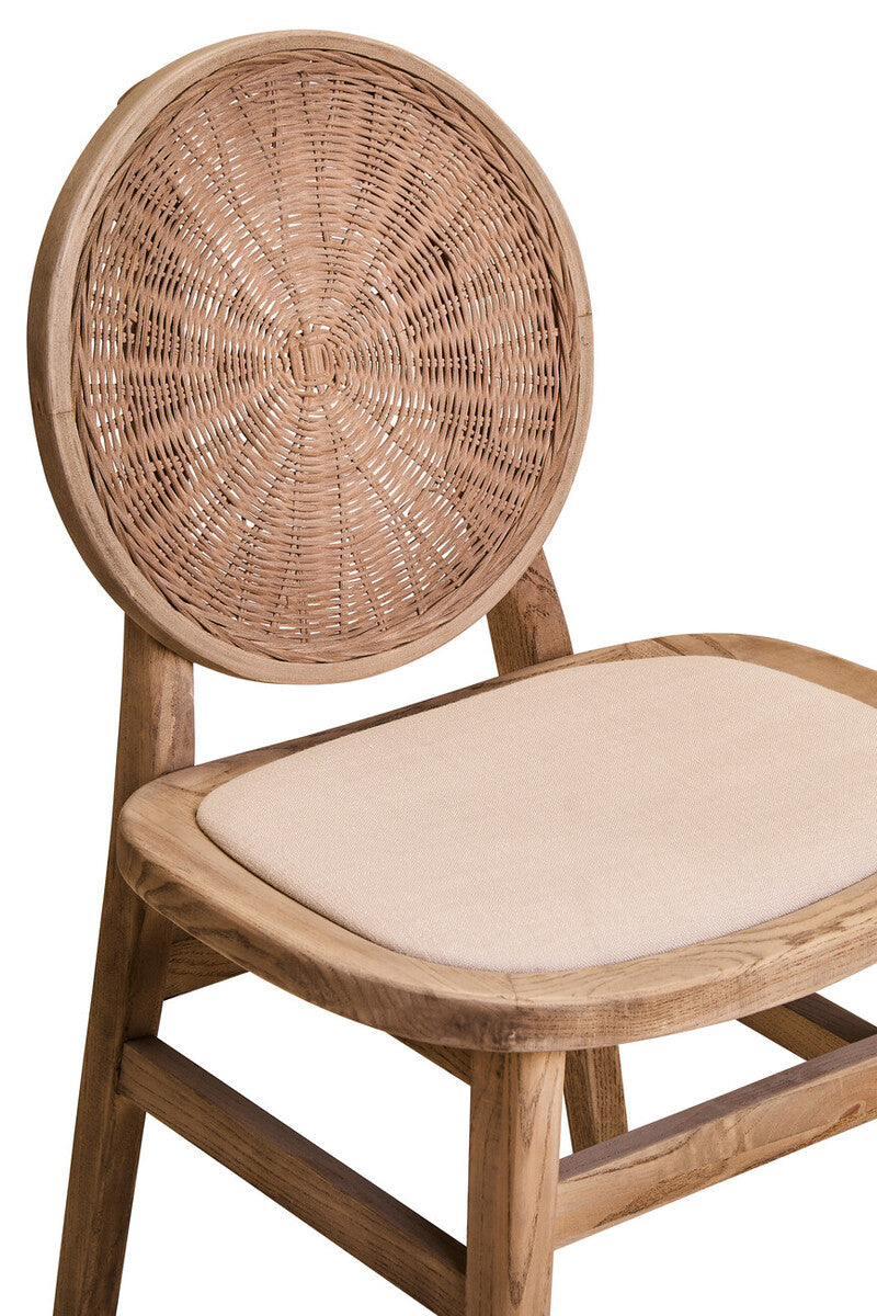 Stirling Beige Fabric and Elm Wood Dining Chair 