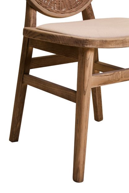 Stirling Beige Fabric and Elm Wood Dining Chair 