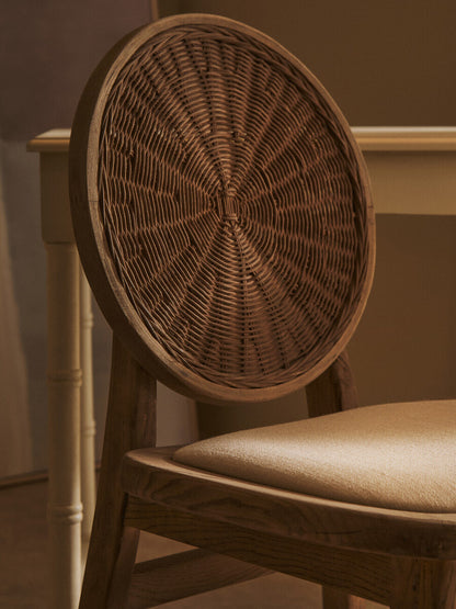 Stirling Beige Fabric and Elm Wood Dining Chair 