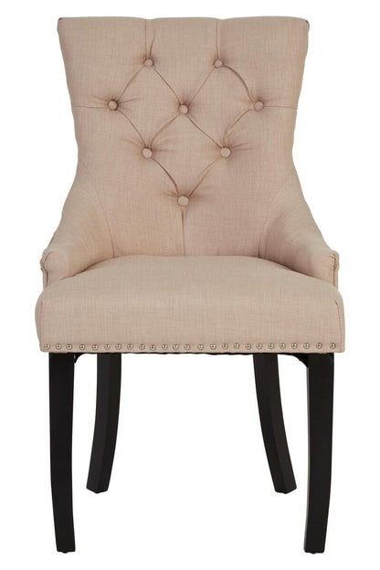 Vienna Natural Linen Dining Chair with Dark Legs