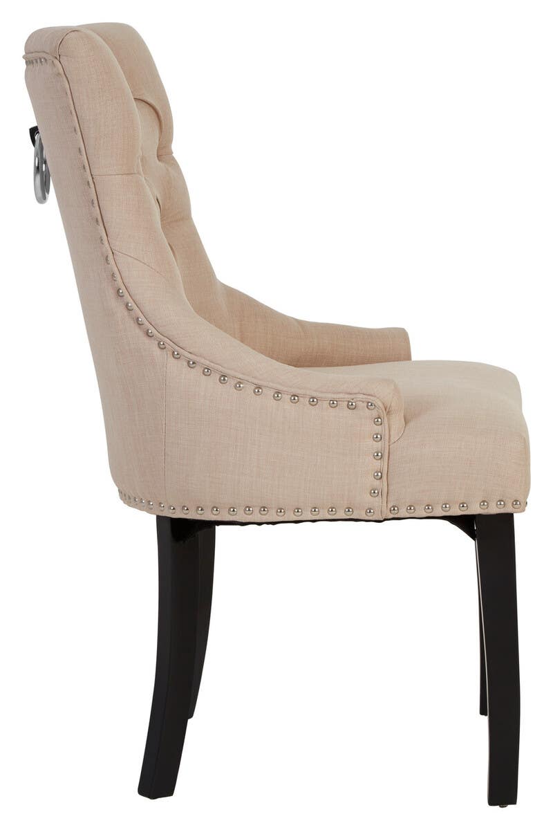 Vienna Natural Linen Dining Chair with Dark Legs