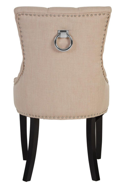 Vienna Natural Linen Dining Chair with Dark Legs