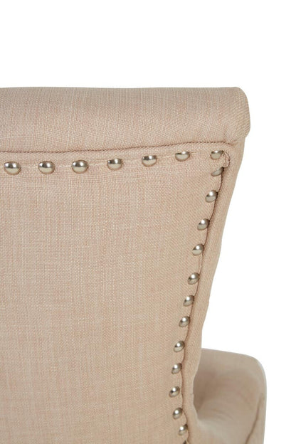 Vienna Natural Linen Dining Chair with Dark Legs