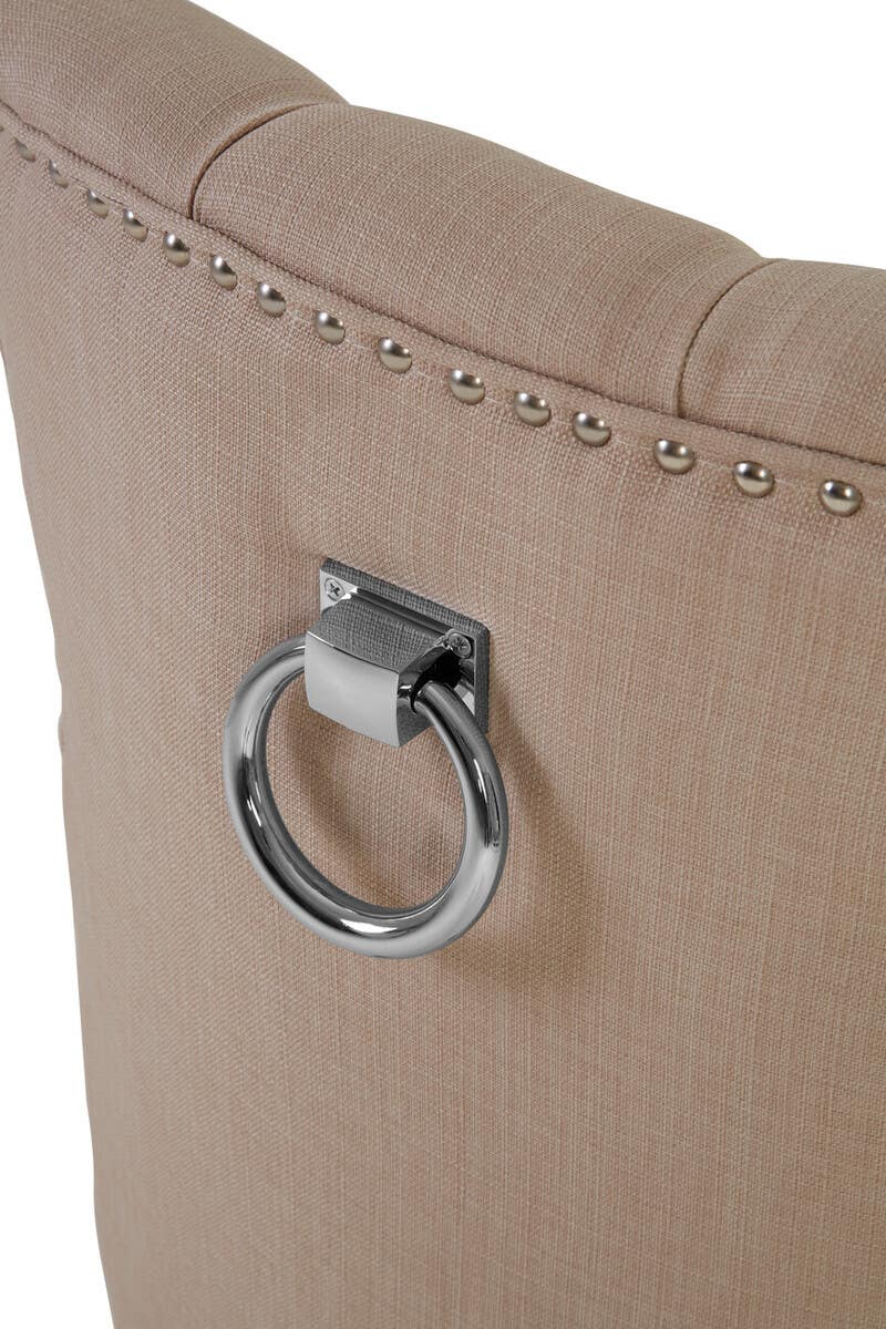 Vienna Natural Linen Dining Chair with Dark Legs