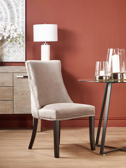 Vienna Natural Linen Dining Chair with Dark Legs