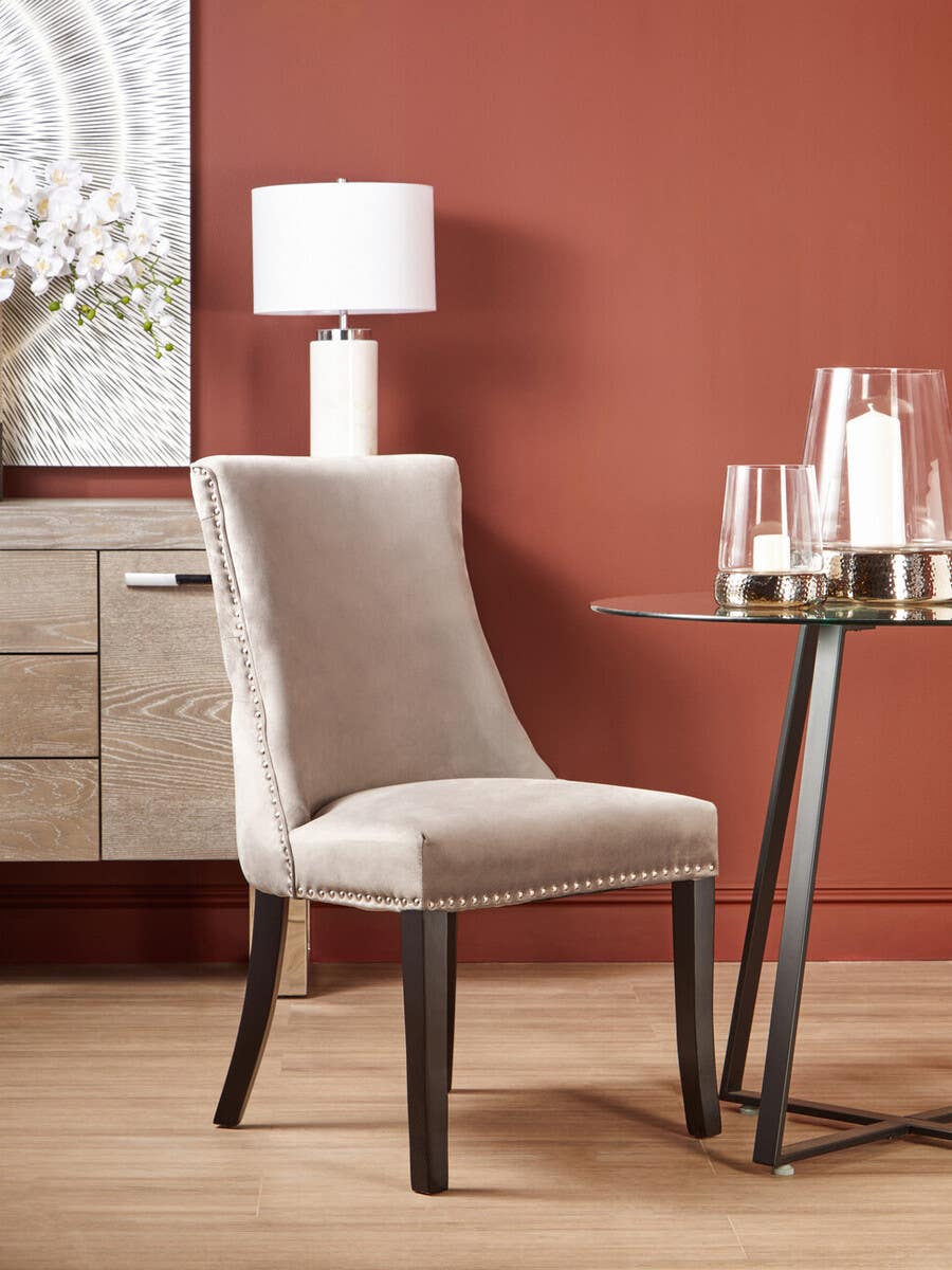 Vienna Natural Linen Dining Chair with Dark Legs