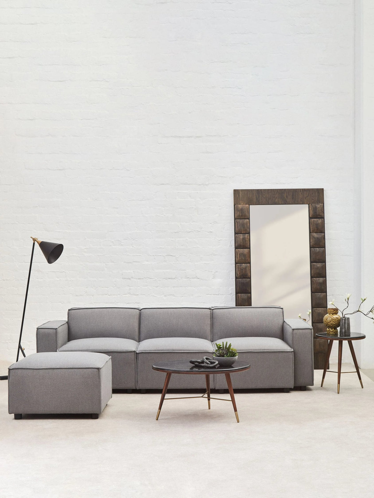 Marylebone Grey Fabric Armless Modular Sofa