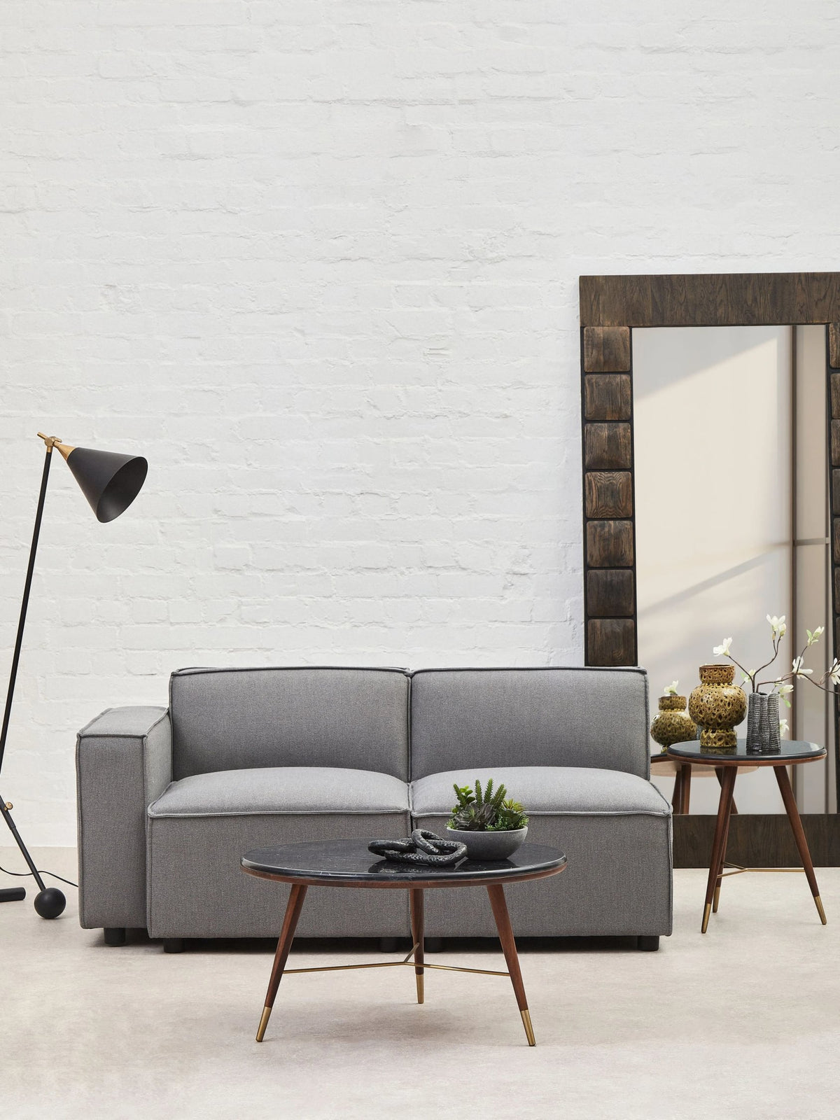 Marylebone Grey Fabric Armless Modular Sofa