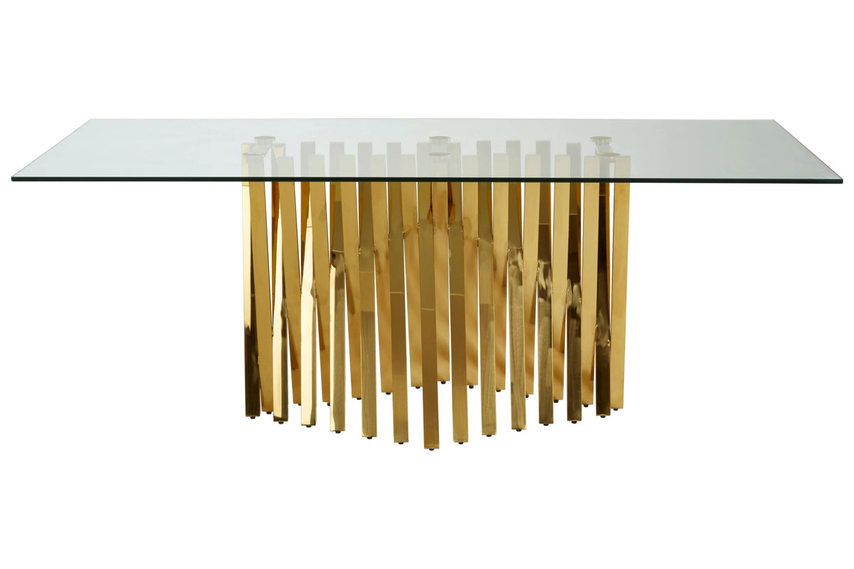 Downham Rectangular Glass Top Dining Table with Gold Finish Frame