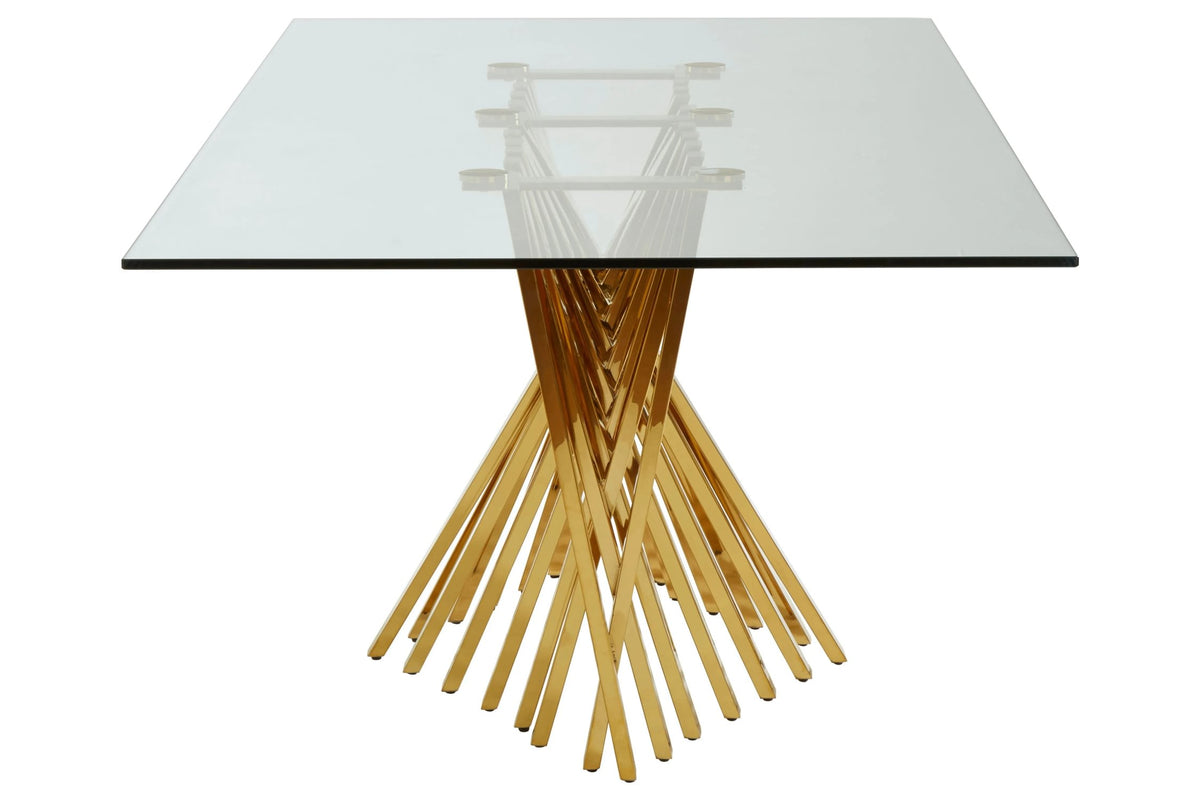 Downham Rectangular Glass Top Dining Table with Gold Finish Frame