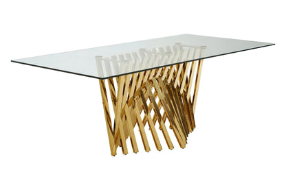 Downham Rectangular Glass Top Dining Table with Gold Finish Frame