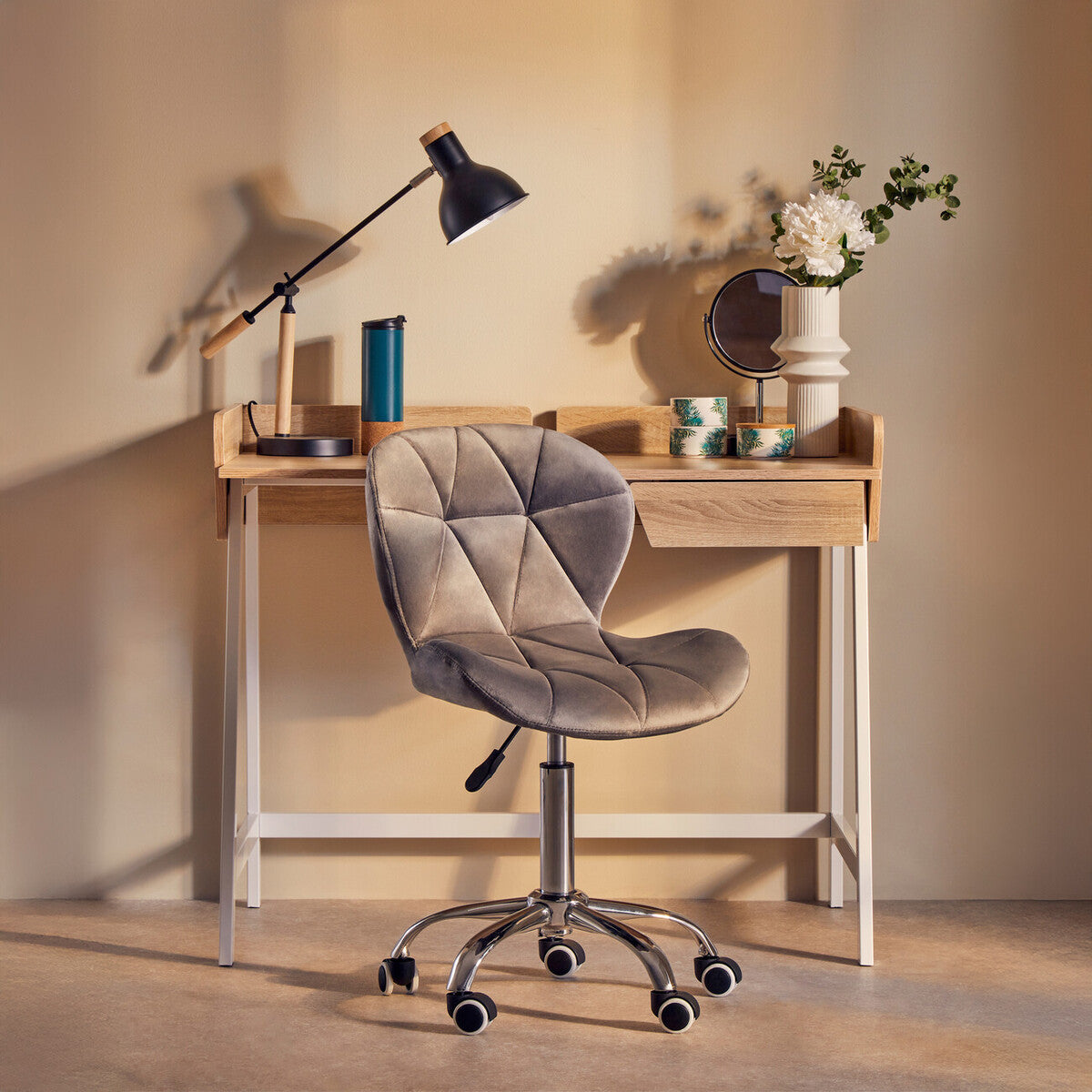 Corfe Velvet Quilted Home Office Chair 