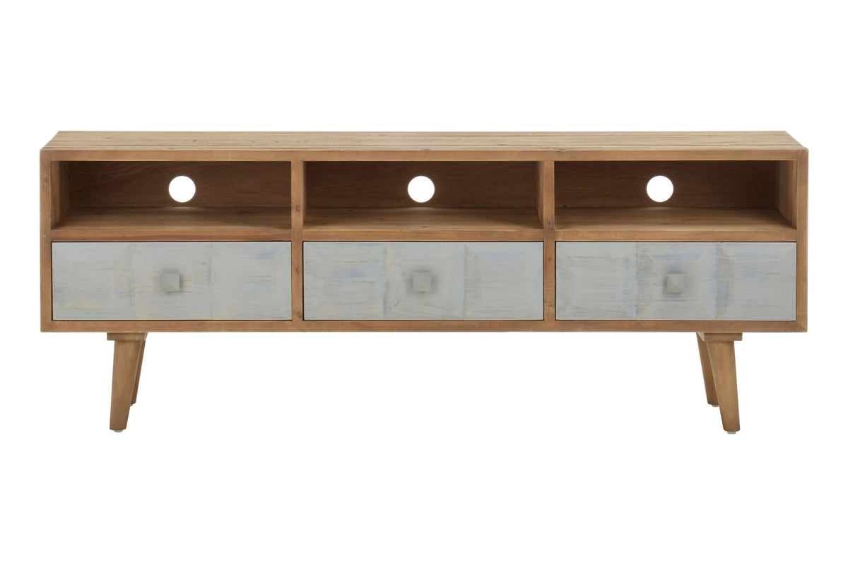 Denbigh Whitewash Pine Wood Media Unit