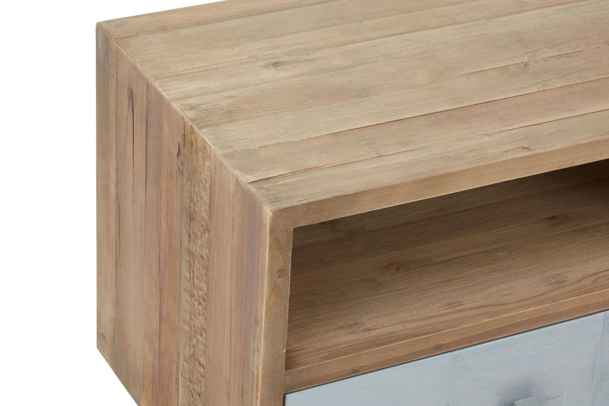 Denbigh Whitewash Pine Wood Media Unit