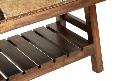 Carlton Brown Hair On Leather Bench