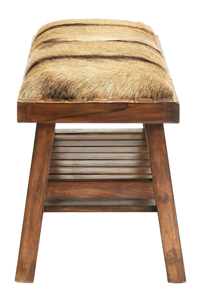 Carlton Brown Hair On Leather Bench
