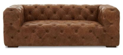 Harrogate Three Seat Brown Leather Modern Chesterfield Sofa