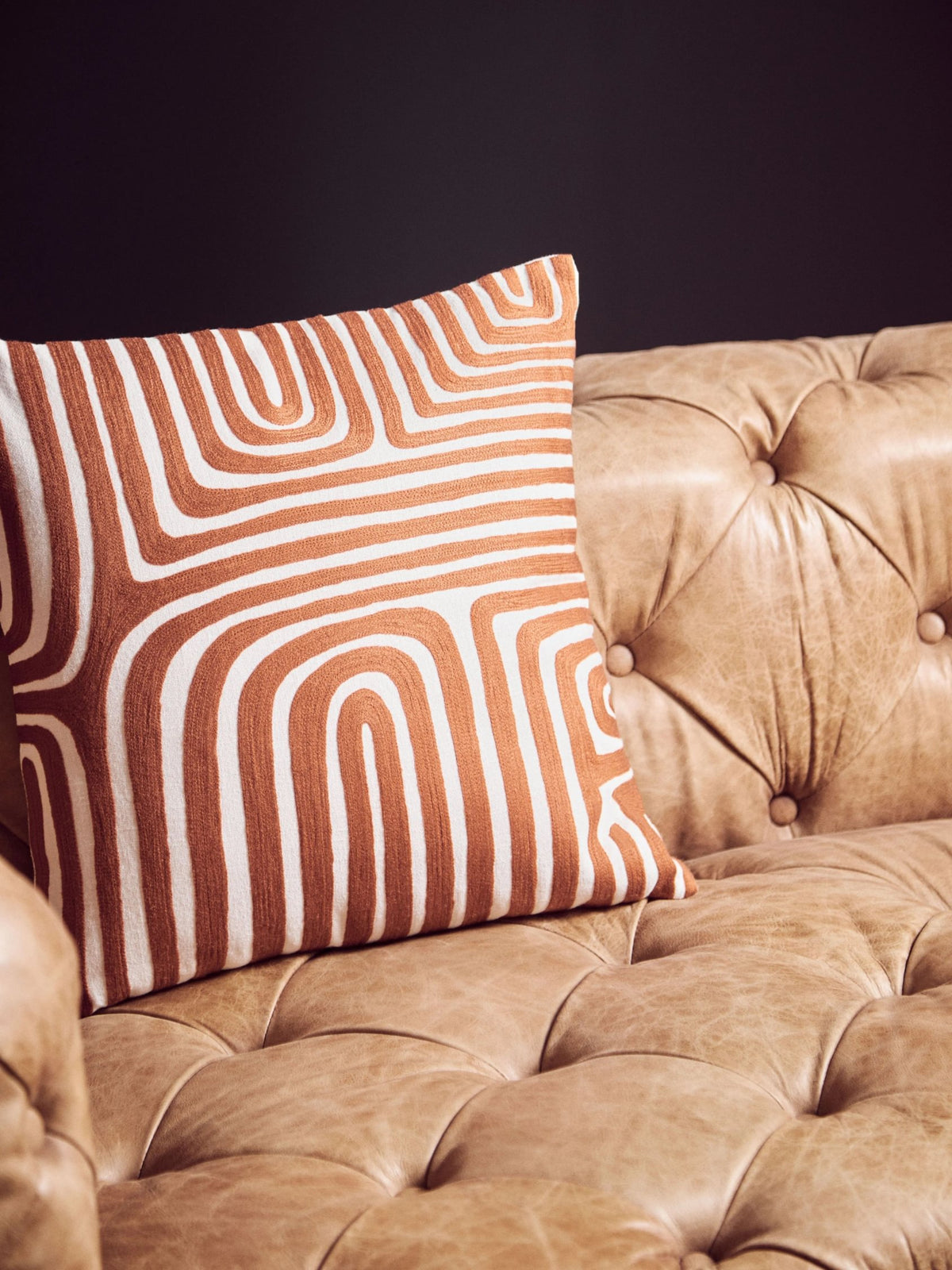 Harrogate Three Seat Brown Leather Modern Chesterfield Sofa