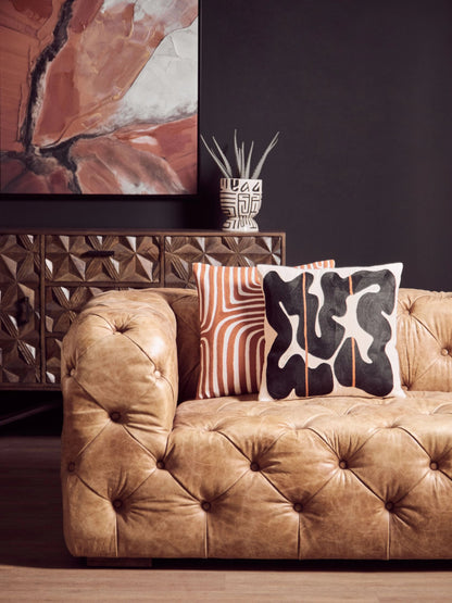 Harrogate Three Seat Brown Leather Modern Chesterfield Sofa