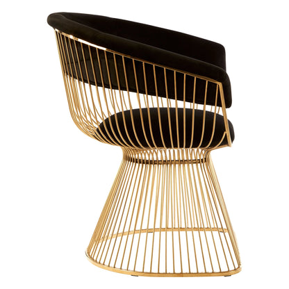 Valencia Black Velvet and Gold Finish Chair