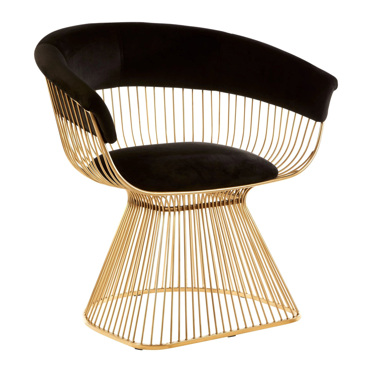 Valencia Black Velvet and Gold Finish Chair