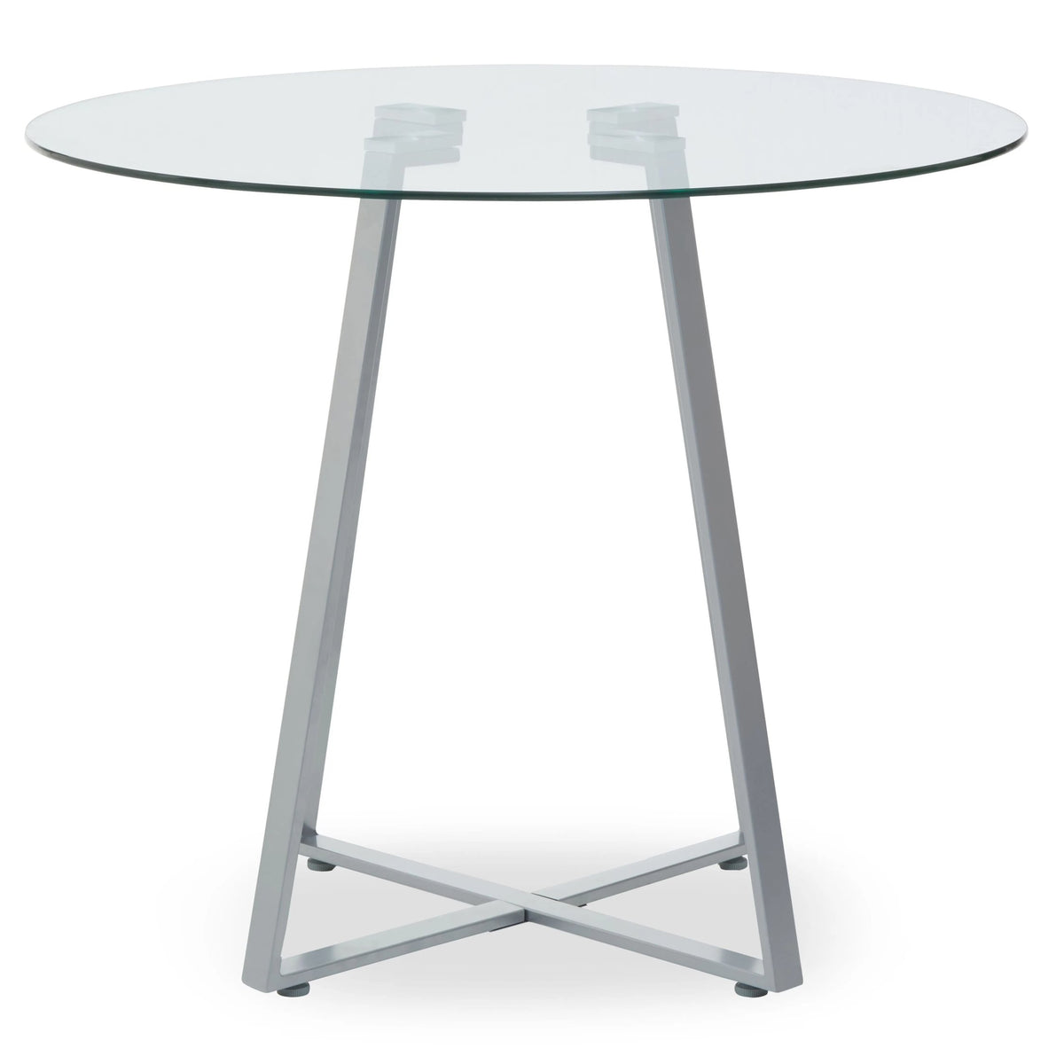 Halifax Round Glass Dining Table with Grey Legs