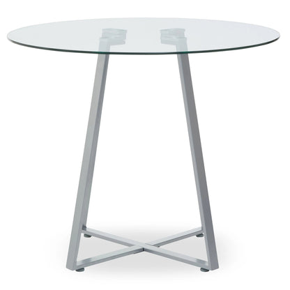 Halifax Round Glass Dining Table with Grey Legs