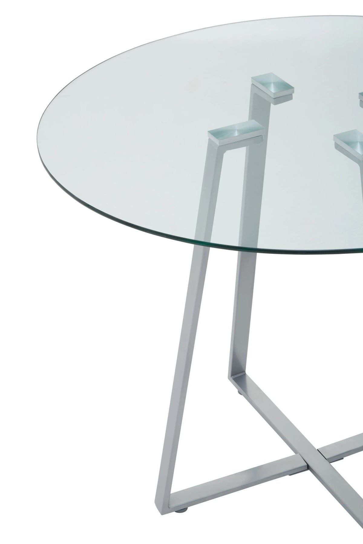 Halifax Round Glass Dining Table with Grey Legs