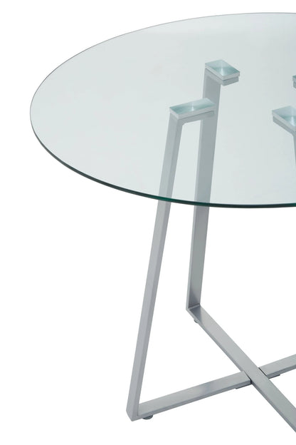 Halifax Round Glass Dining Table with Grey Legs