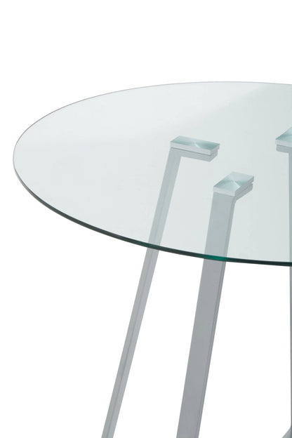 Halifax Round Glass Dining Table with Grey Legs