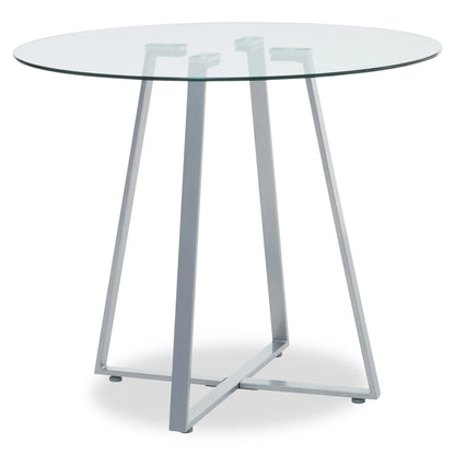 Halifax Round Glass Dining Table with Grey Legs