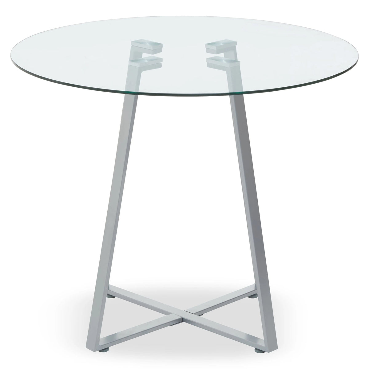 Halifax Round Glass Dining Table with Grey Legs