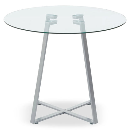 Halifax Round Glass Dining Table with Grey Legs